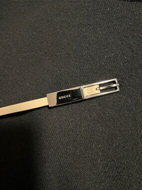 Gucci Beige Leather Belt with Silver Hardware